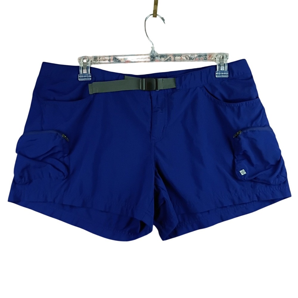 Columbia Cargo Hiking Shorts Womens XL Blue Supplex Nylon Belted Active Trail